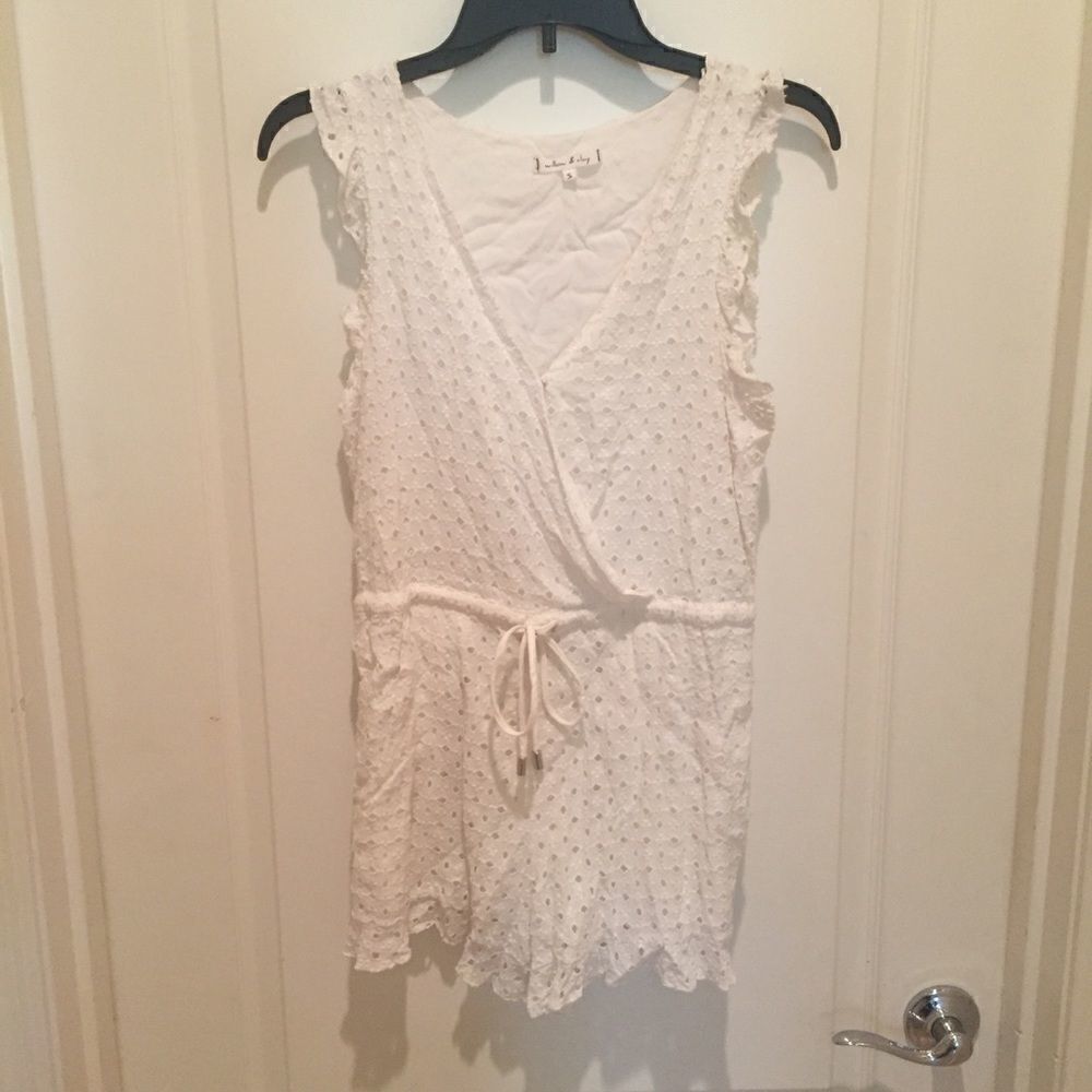 Willow & Clay White Romper with Drawstring Waist